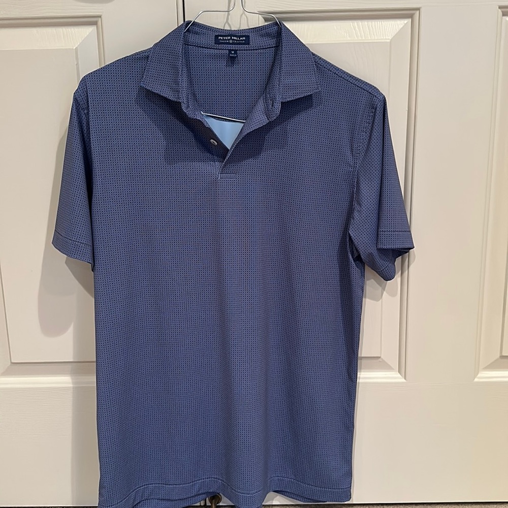 Peter Millar Crown Crafted Blue Golf Polo shirt- Medium.